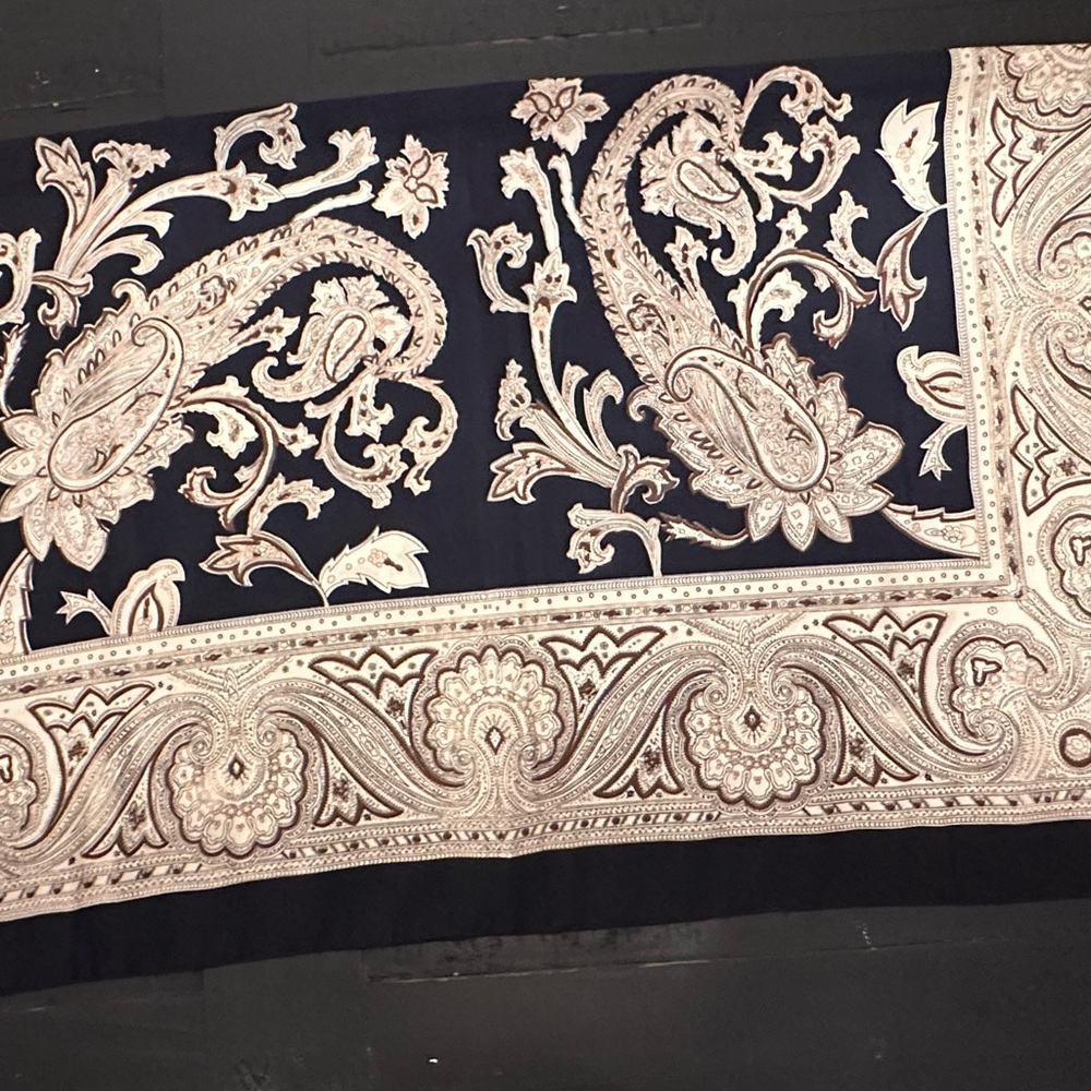 Oversized Silk Scarf 43” Black Ivory Paisley | Designer Inspired Luxury Shawl